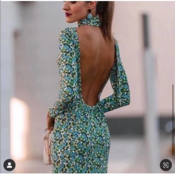 Zara Midi Floral Dress Size Large - Picture 5 of 15